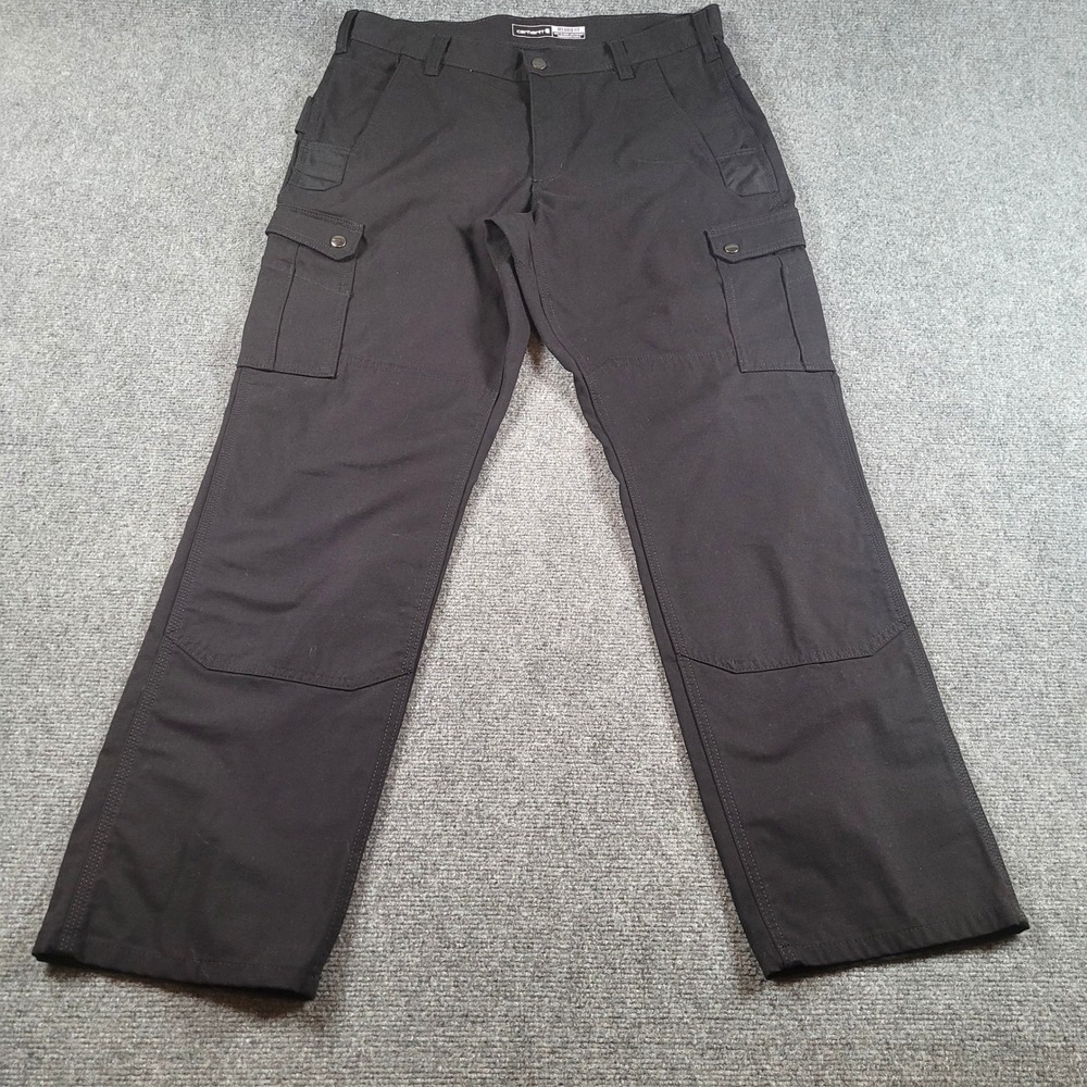 Carhartt Cargo Work Pants Mens 36x32 Black Rugged Flex Ripstop BN5461-M